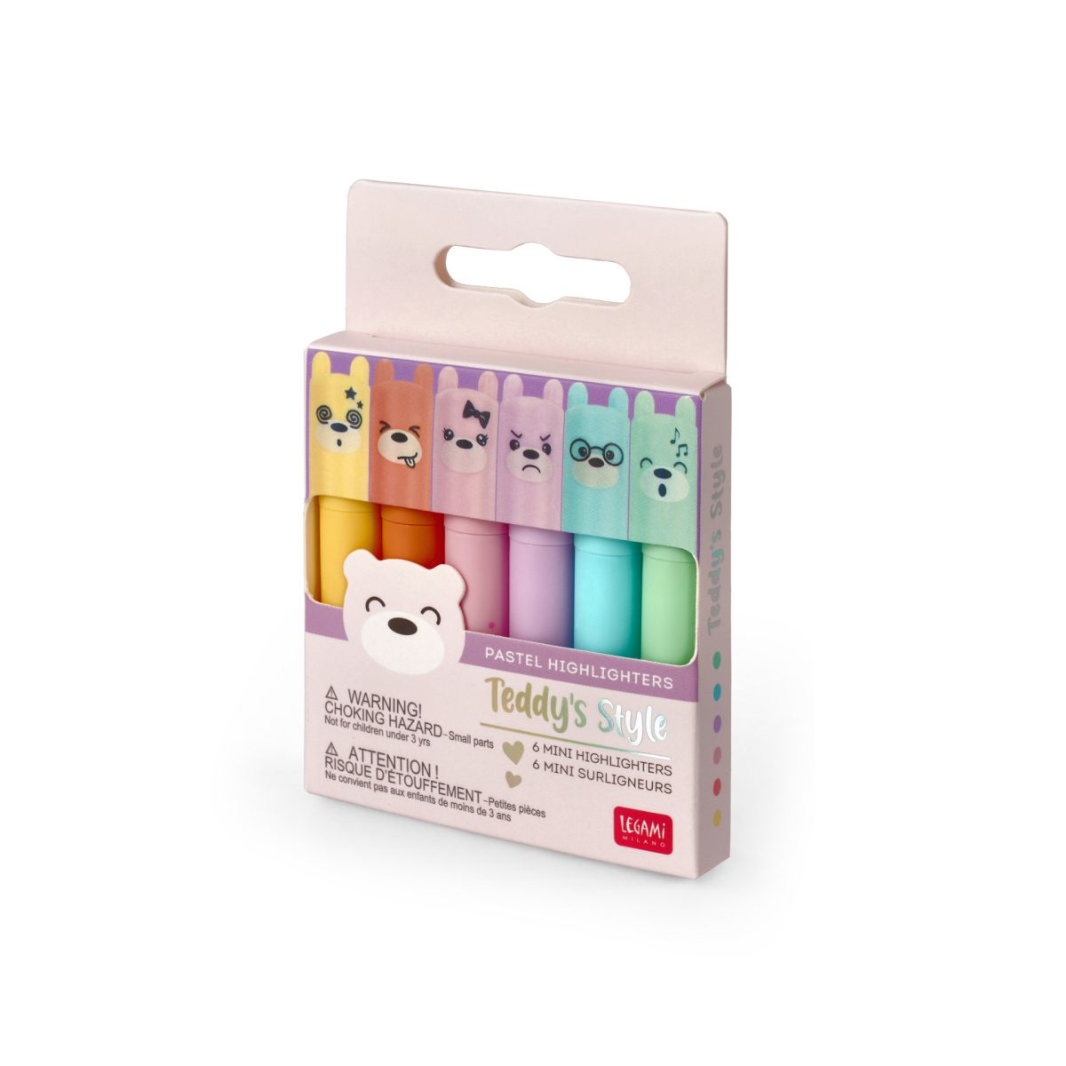 Teddy'S Style - Set mit 6 Mini-Textmarkern pastell - Legami