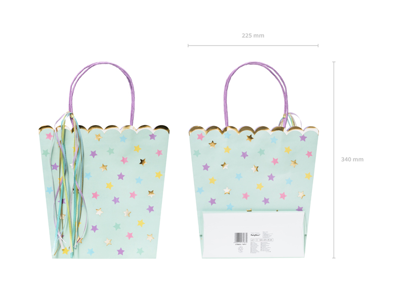 Geschenktüte Sterne mint 23 cm - Party Deco