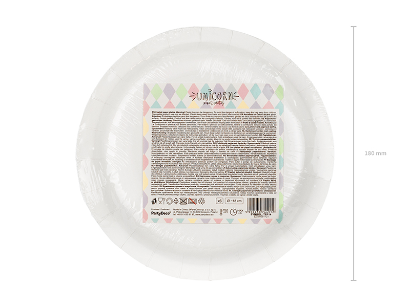 Pappteller Einhorn - Sterne (6 Stk.) - Party Deco