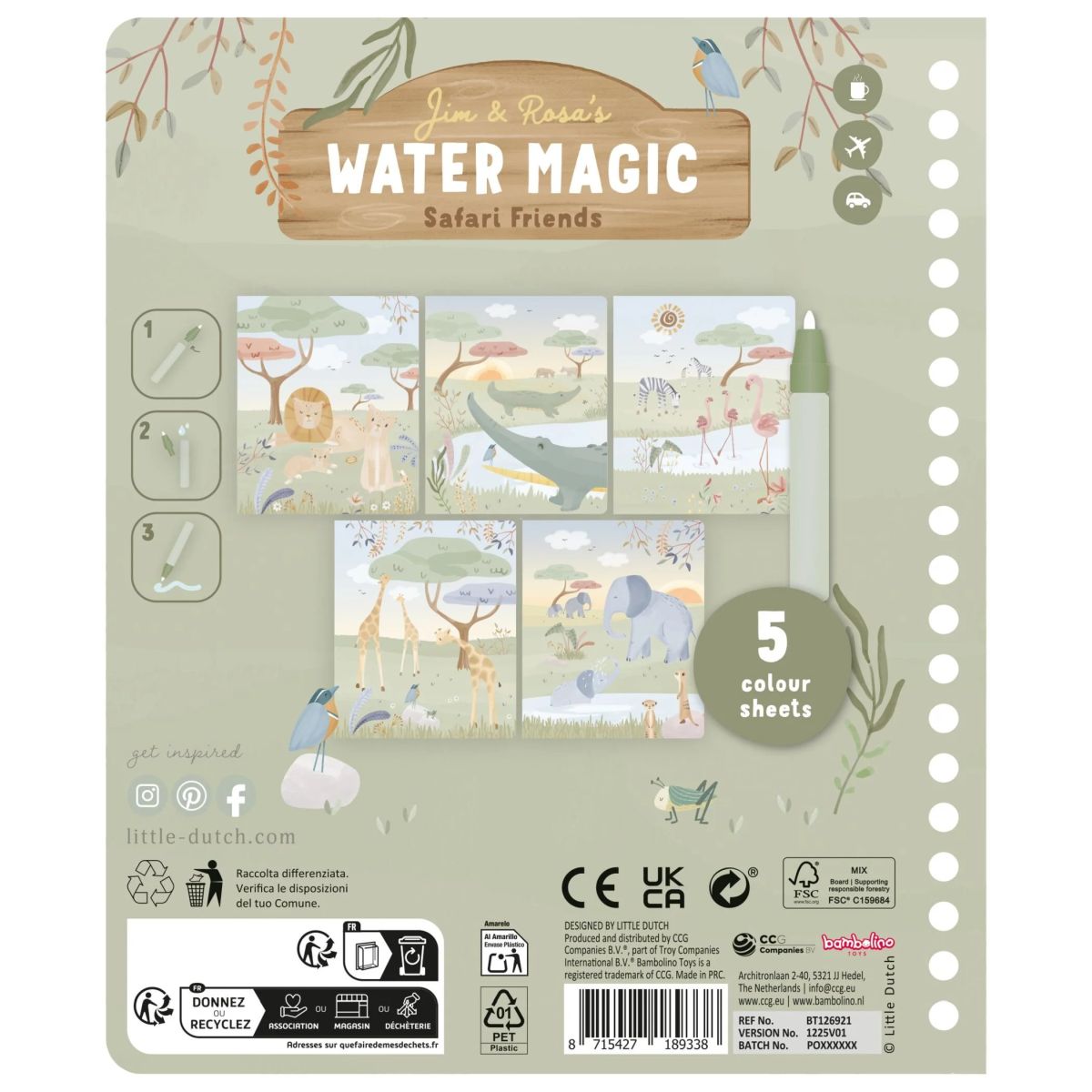 Safari Jim Watermagic Buch Safari Friends - Little Dutch