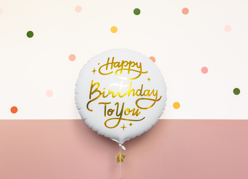Folienballon Happy Birthday To You, 35cm, weiß - Party Deco