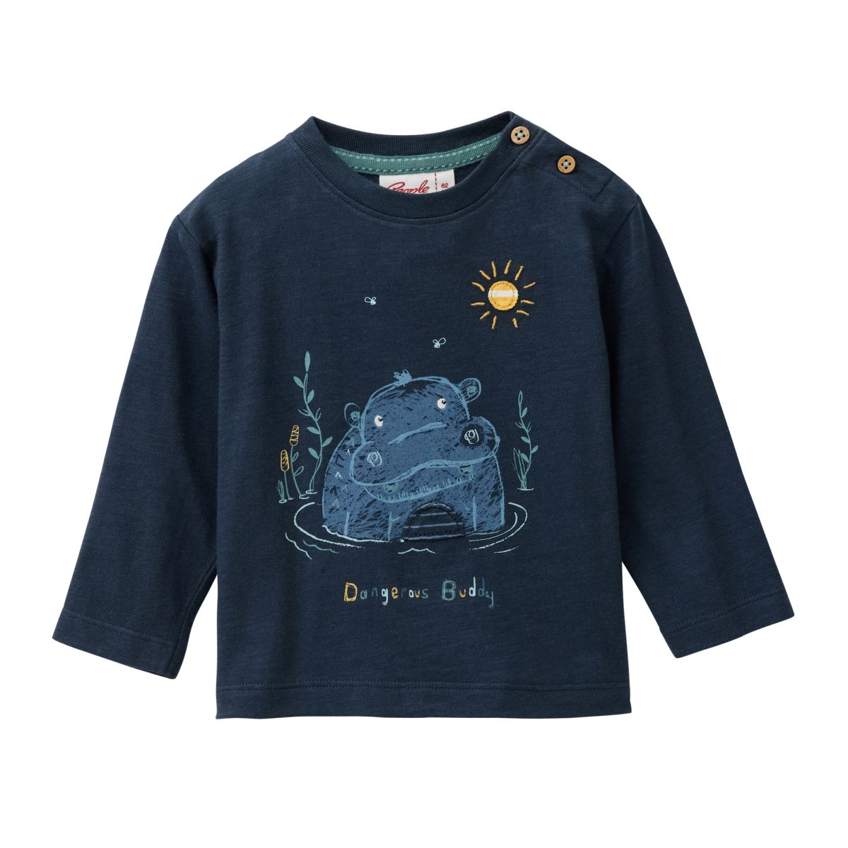 Langarm-Shirt Nilpferd GOTS - 86-92