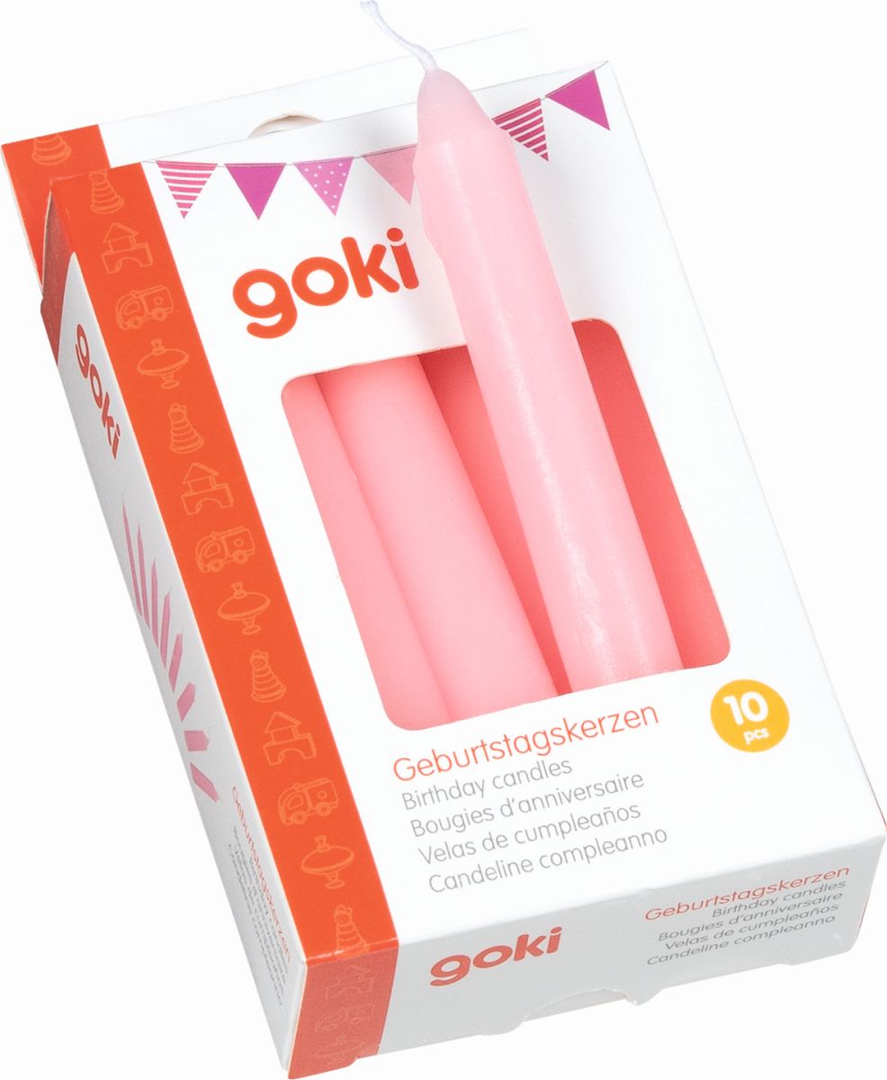 Geburtstagskerzen rosa 10 Stück - Goki