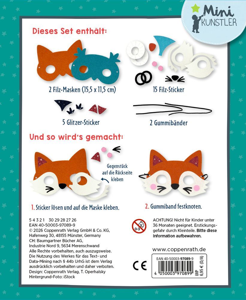 Mein kleines Bastelset: Filz-Masken (Fuchs/Eule) - Mini-Künstler