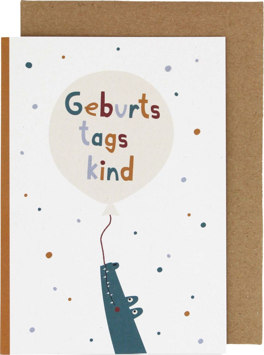 Klappkarte Ballon an Krokodil “Geburtstagskind” - Ava & Yves