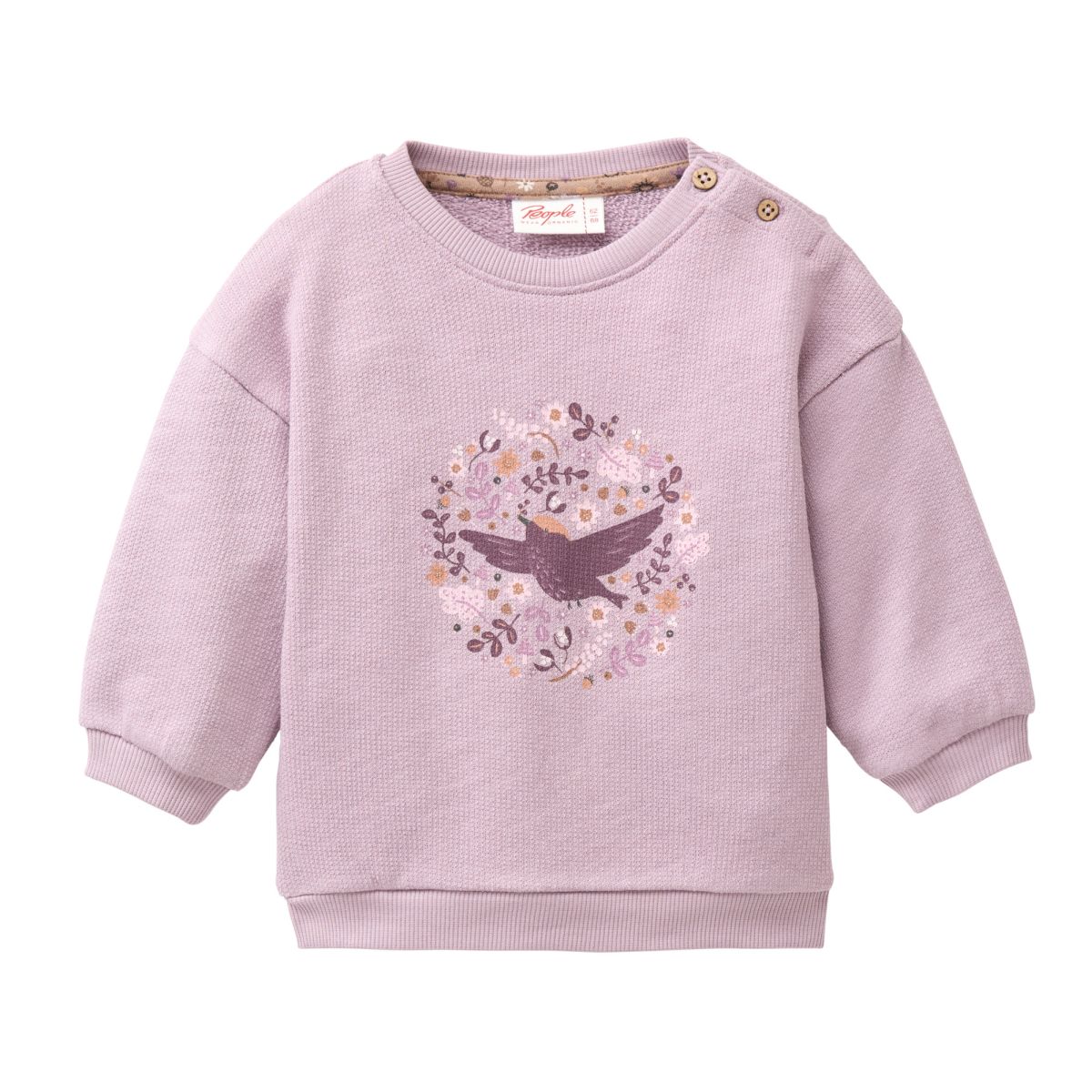 Sweatpullover violett Vogel GOTS - 62-68