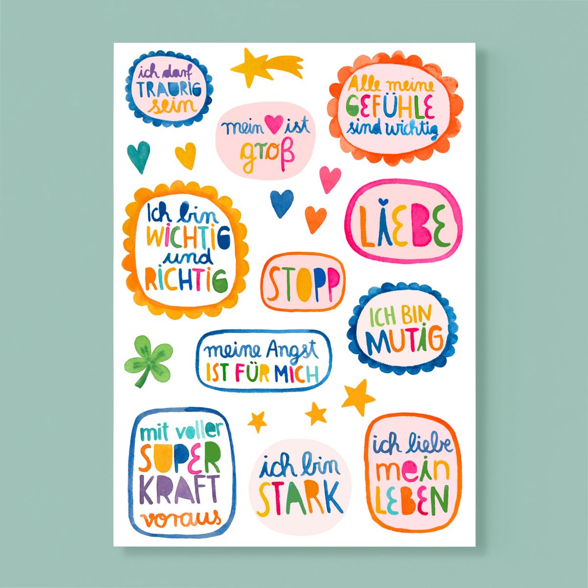 Postkarte "Affirmationen" (Alle meine Gefühle sind wichtig...) - Frau Ottilie