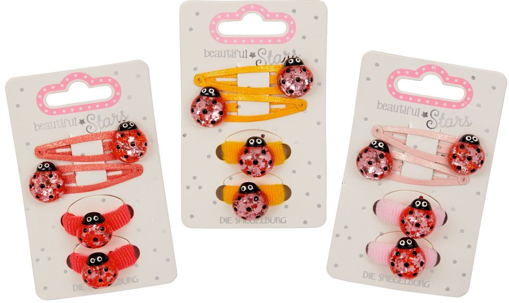 Haarclips & Haargummis Marienkäfer (verschiedene Designs, 1 Set)