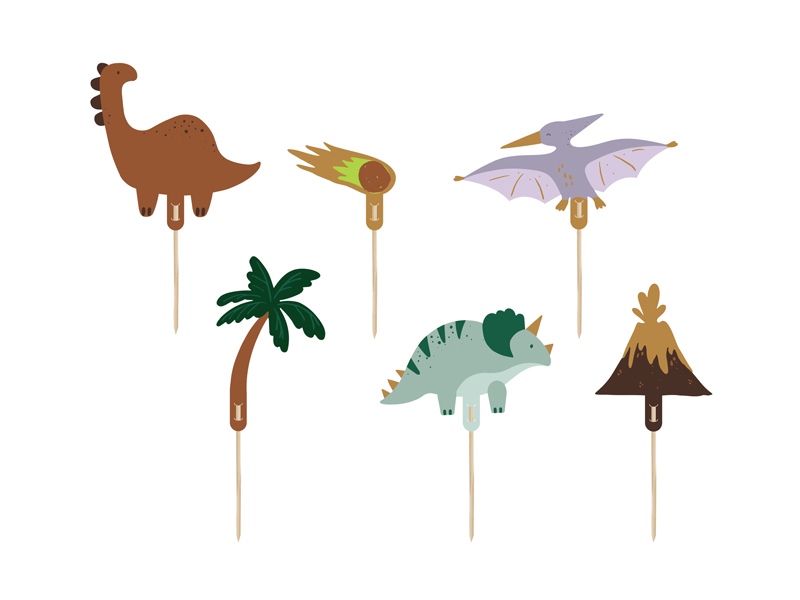 Caketopper Dinosaurier (6 Stk.) - Party Deco