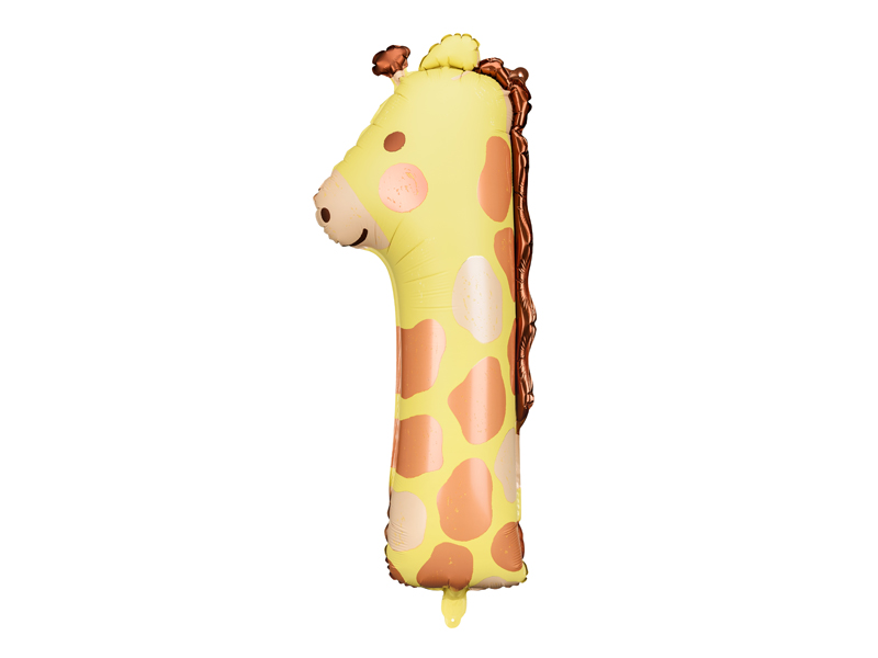 Folienballon Ziffer 1 - Giraffe, 82cm - Party Deco