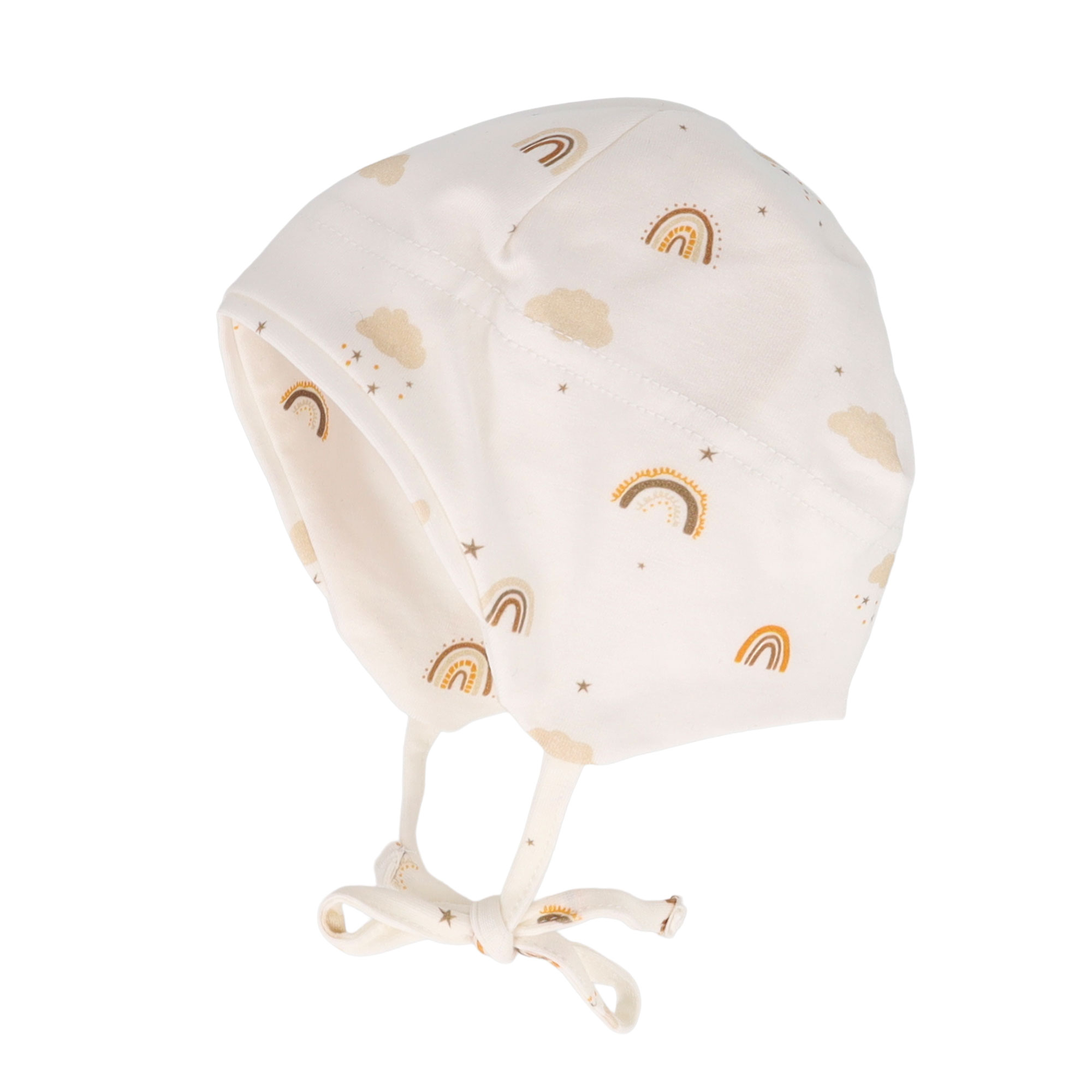 Newborn Mütze weiß-beige Print Gr. 35
