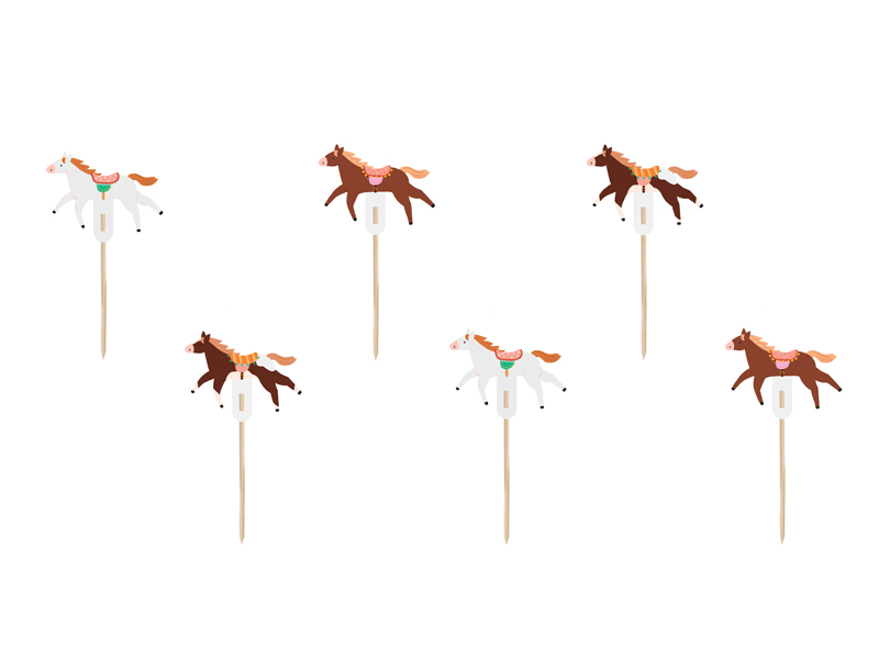 Caketopper Pferde (6 Stk.) - Party Deco