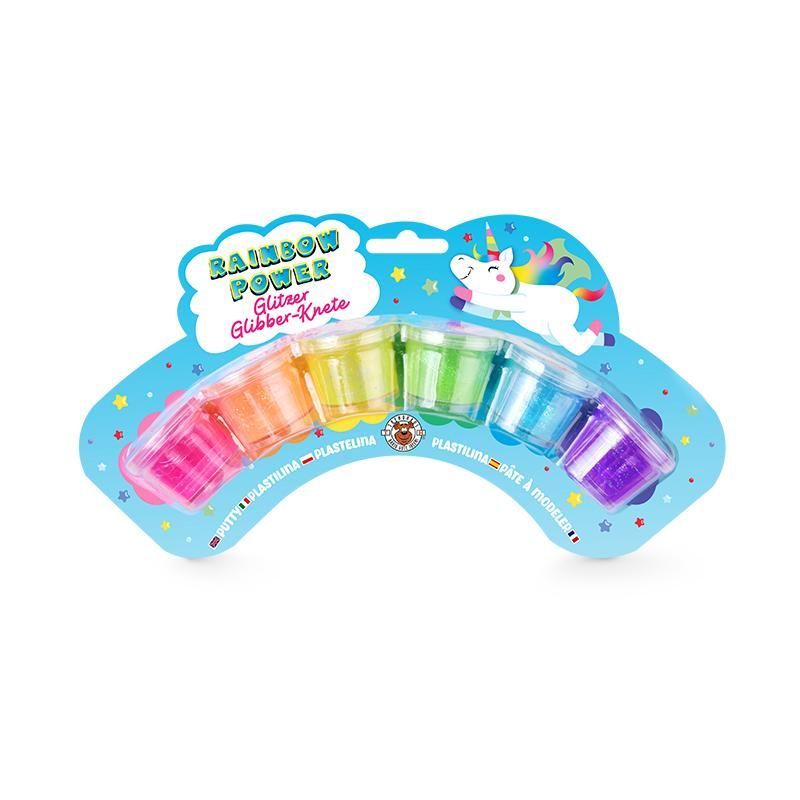 RAINBOW POWER Glitzer-Glibber-Knet-Set (6 x 16g)