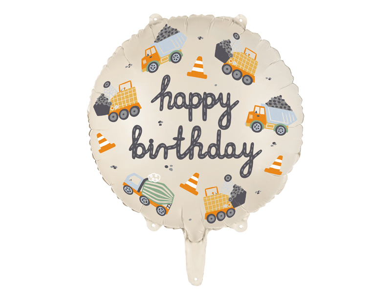 Folienballon Baufahrzeuge, rund 45cm - Party Deco