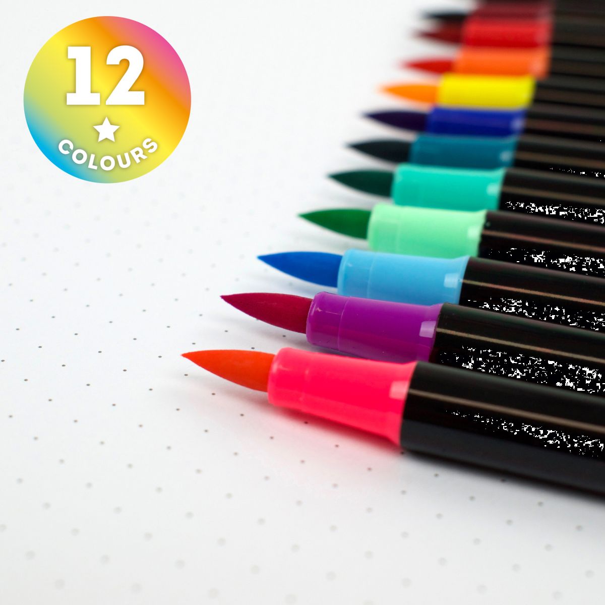 Brush Markers Set mit 12 Pinselstiften Bright Colours - Legami