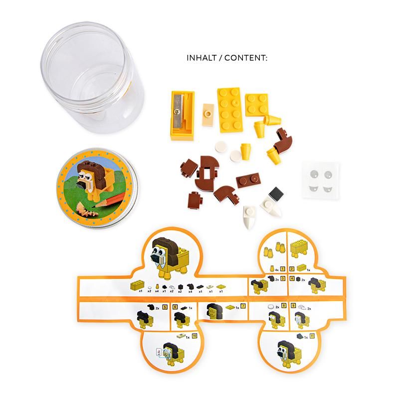 Dschungeltiere Spitzer Mini-Baustein-Set (unterschiedliche Designs, 1 Stück)