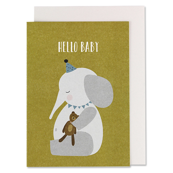 Klappkarte Elefant mit Teddy – Hello Baby - Ava & Yves