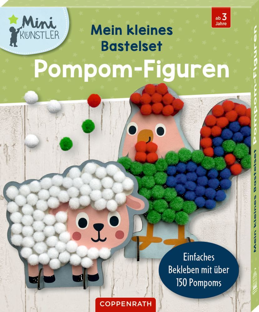 Mein kleines Bastelset: Pompom-Figuren (Schaf/Hahn) - Mini Künstler