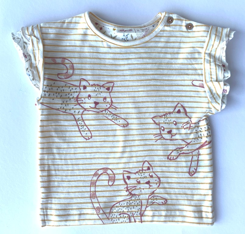T-Shirt gelb geringelt - 74/80