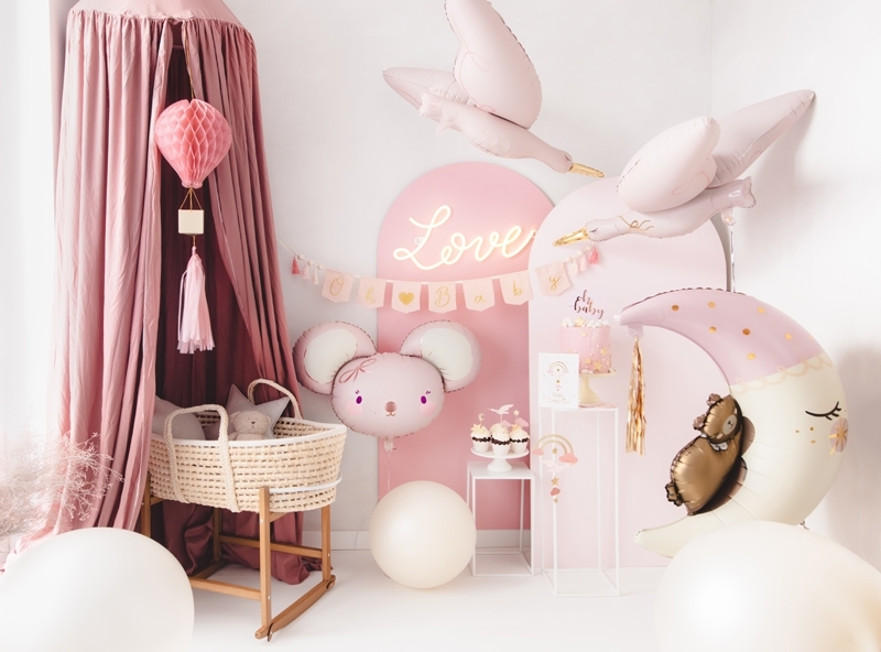 Folienballon Storch, 103x60 cm, hellrosa - Party Deco