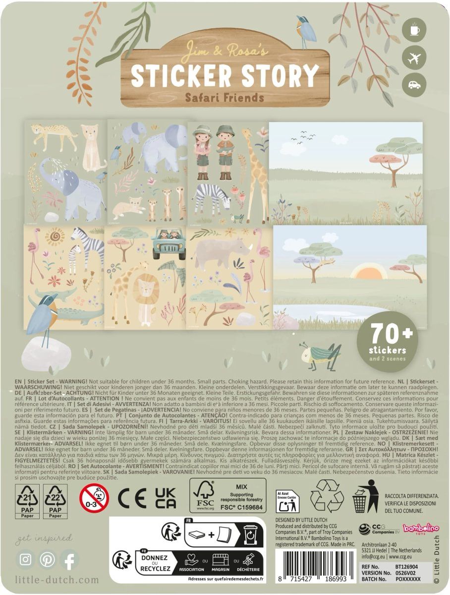 Stickerbuch Safari Friends - Little Dutch