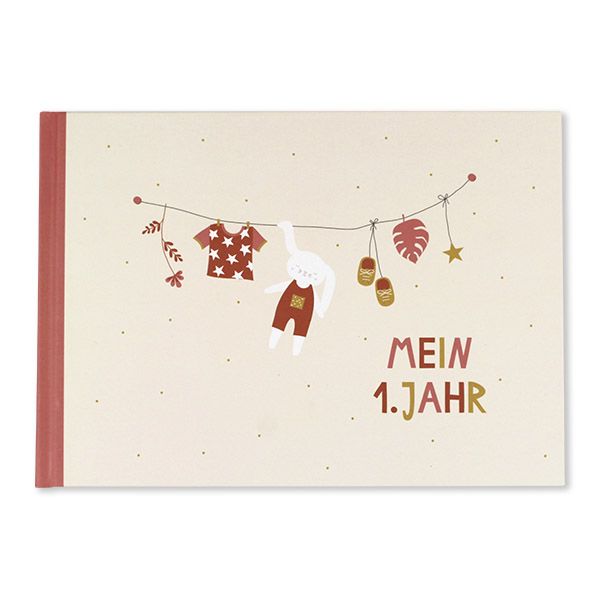 "Mein erstes Jahr" Wäscheleine rose Hardcover-Album - Ava & Yves