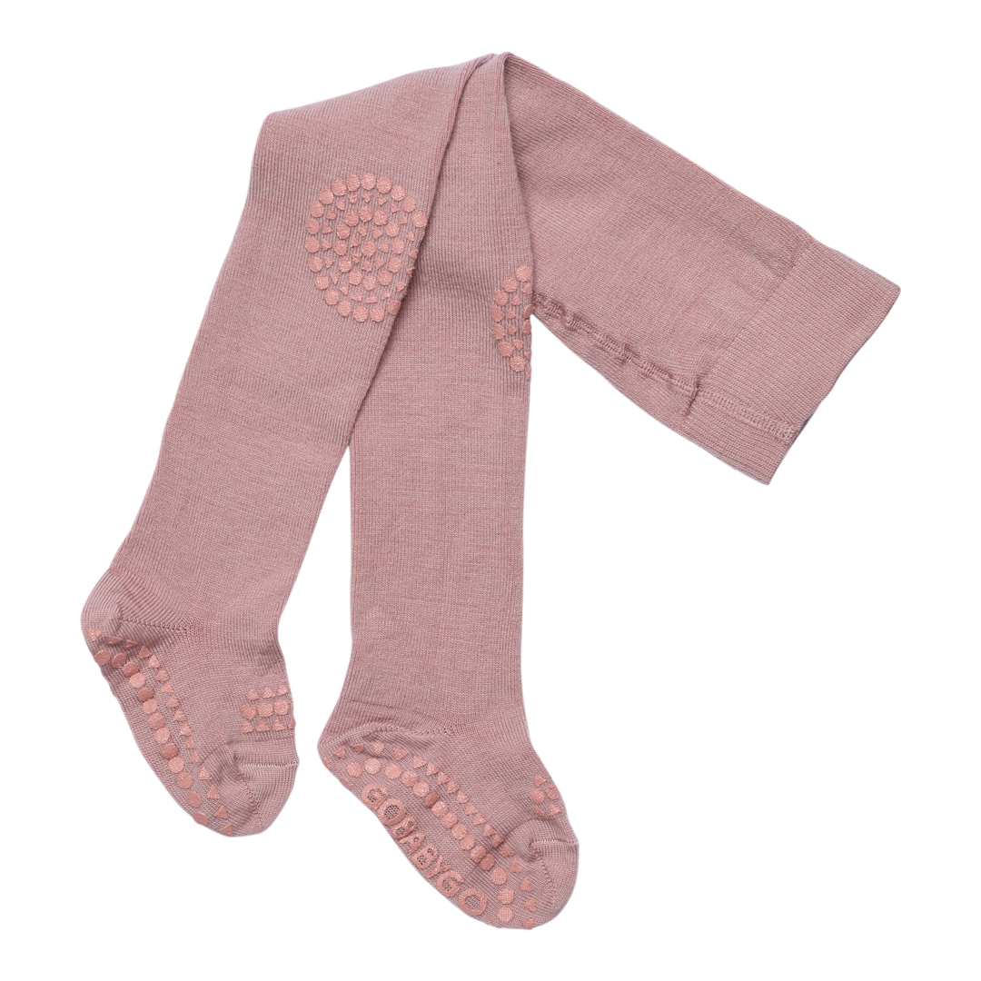 Rutschfeste Krabbelstrumpfhose Merinowolle rose Gr. 74-80 - GoBabyGo