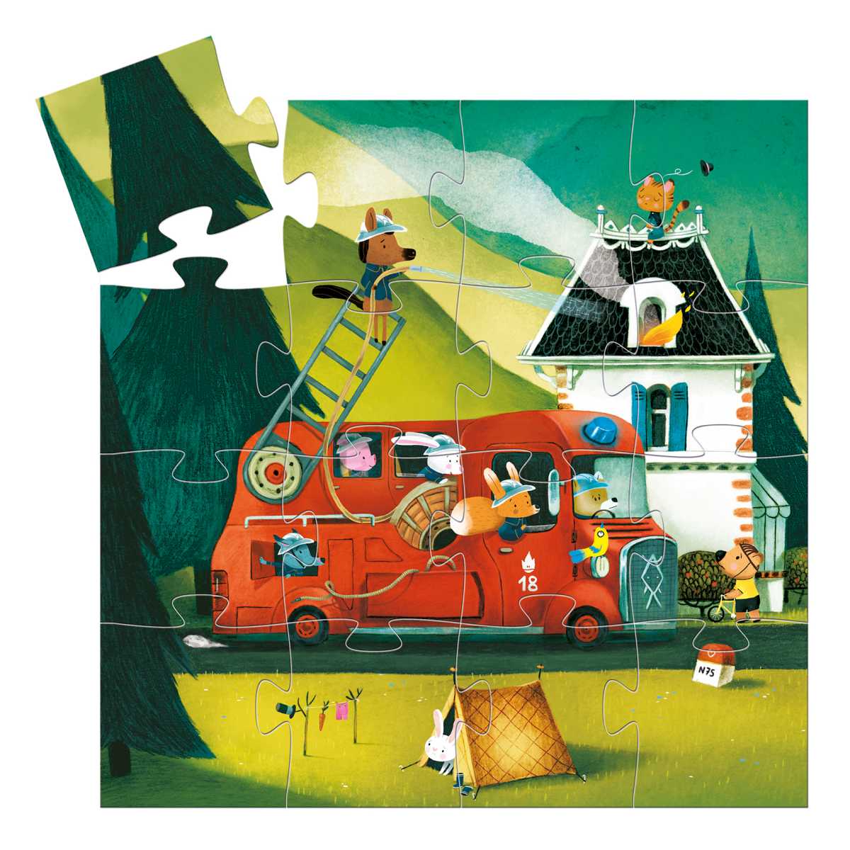 Puzzle Feuerwehr (16 Teile) - Djeco