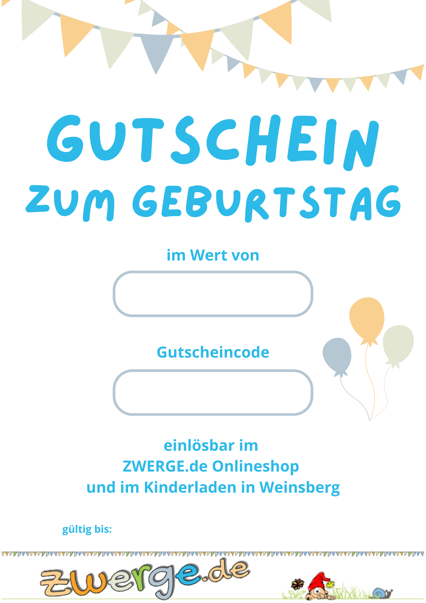 Gutschein per email - GEBURTSTAG