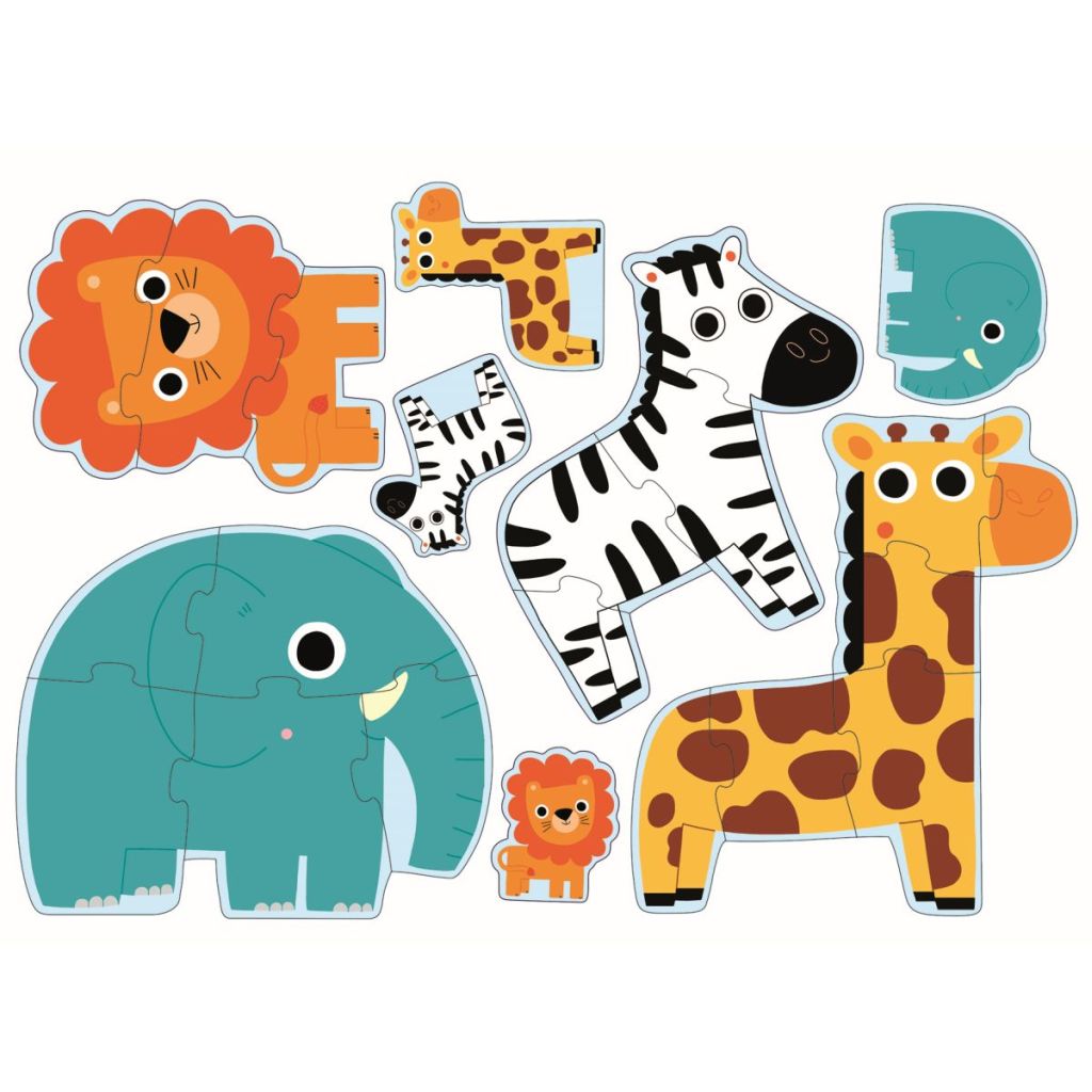 Primo Puzzle Im Dschungel (4x 3-6 Teile) - Djeco