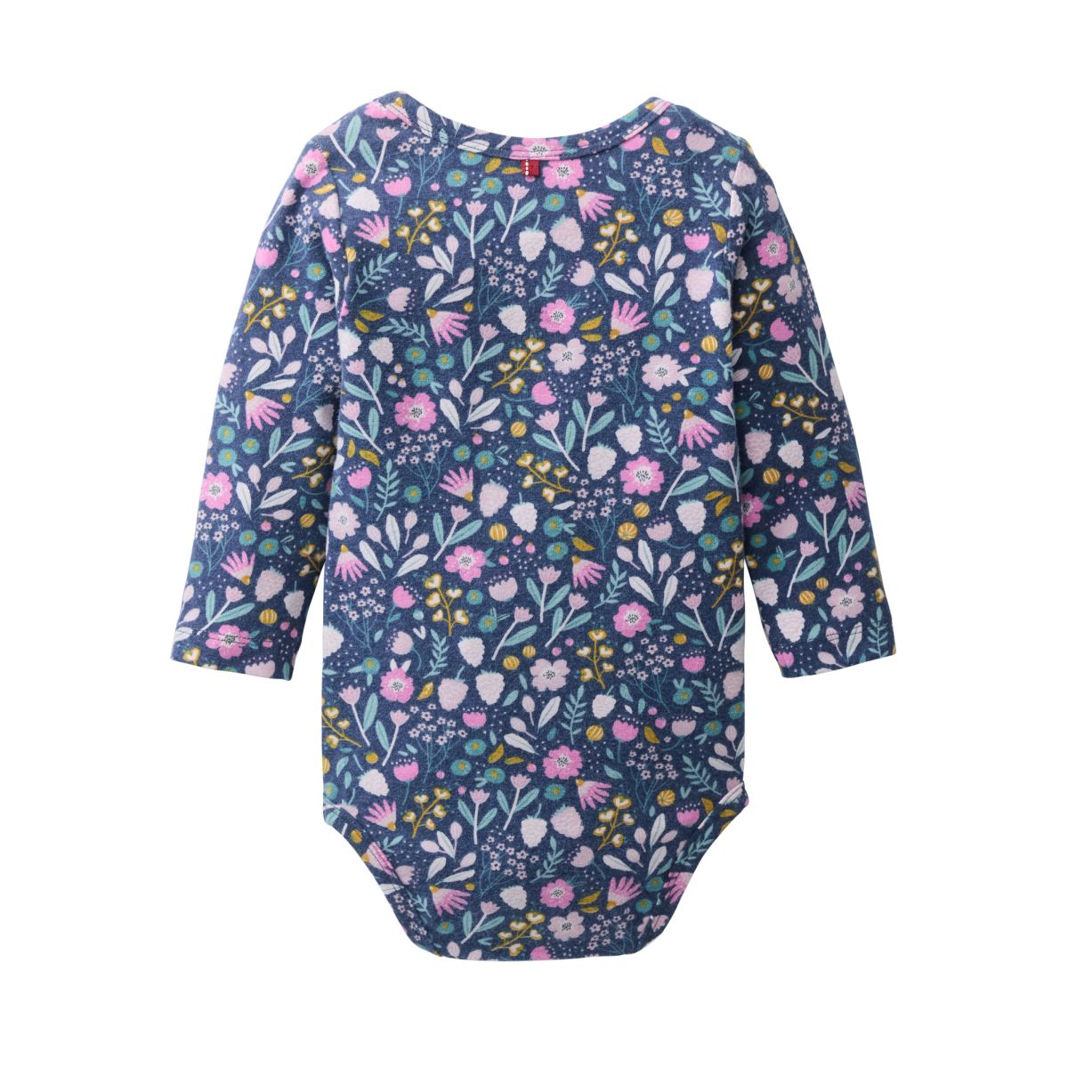 Langarm-Body blau Blüten GOTS - 74-80