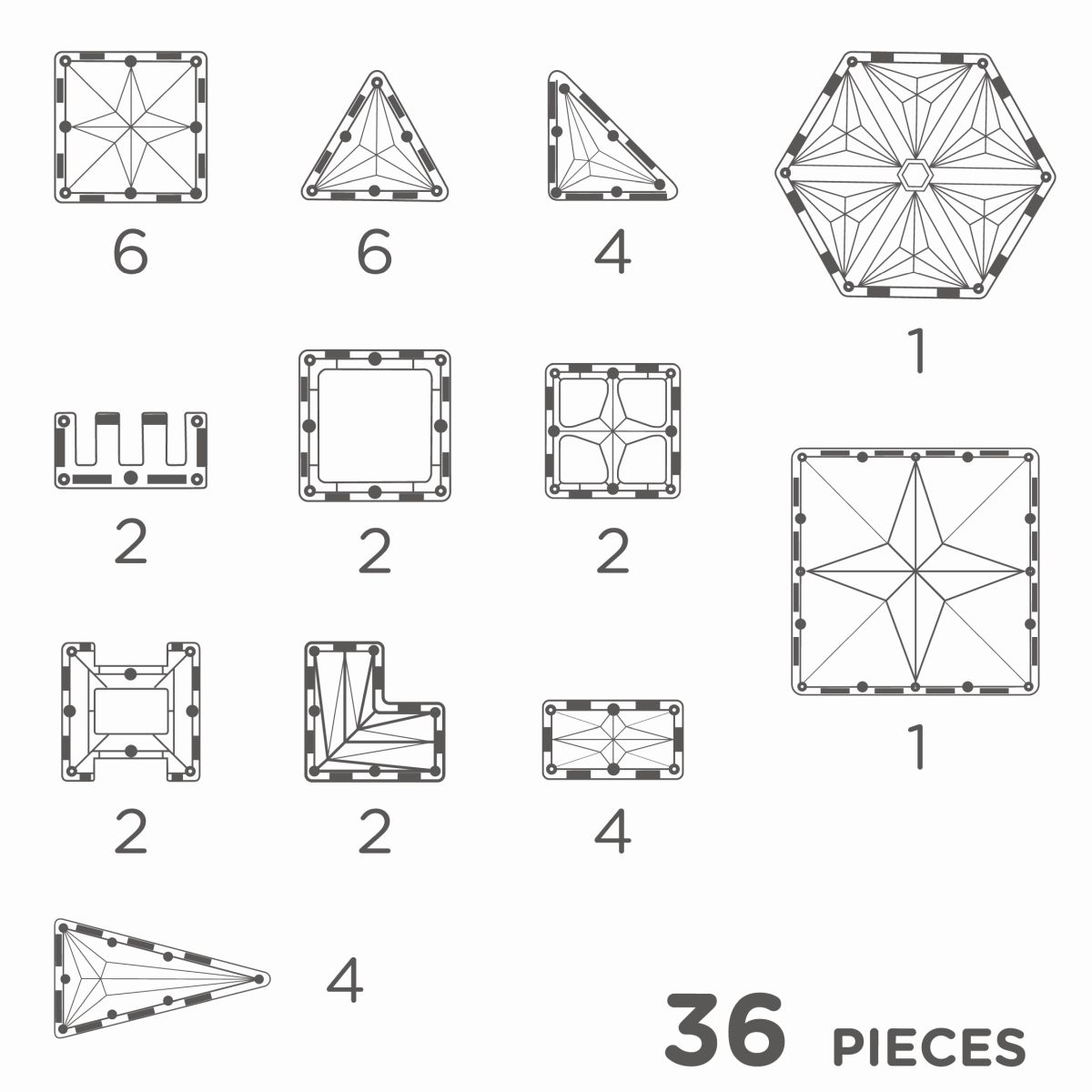 Cleverclixx Petite Pack Pastell Magnetbausteine (36 Teile)