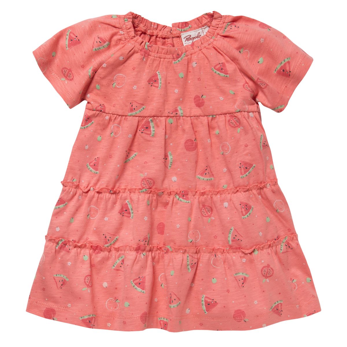 Kurzarm Kleid rot Früchte GOTS -86-92