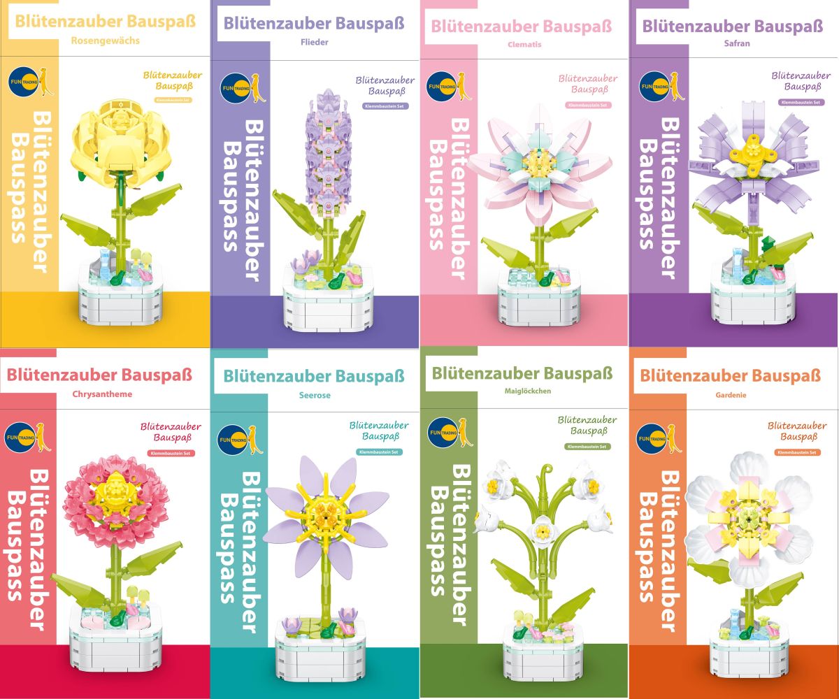 Blütenzauber Bauspass Klemmbausteine (verschiedene Designs, 1 Set) - Fun Trading