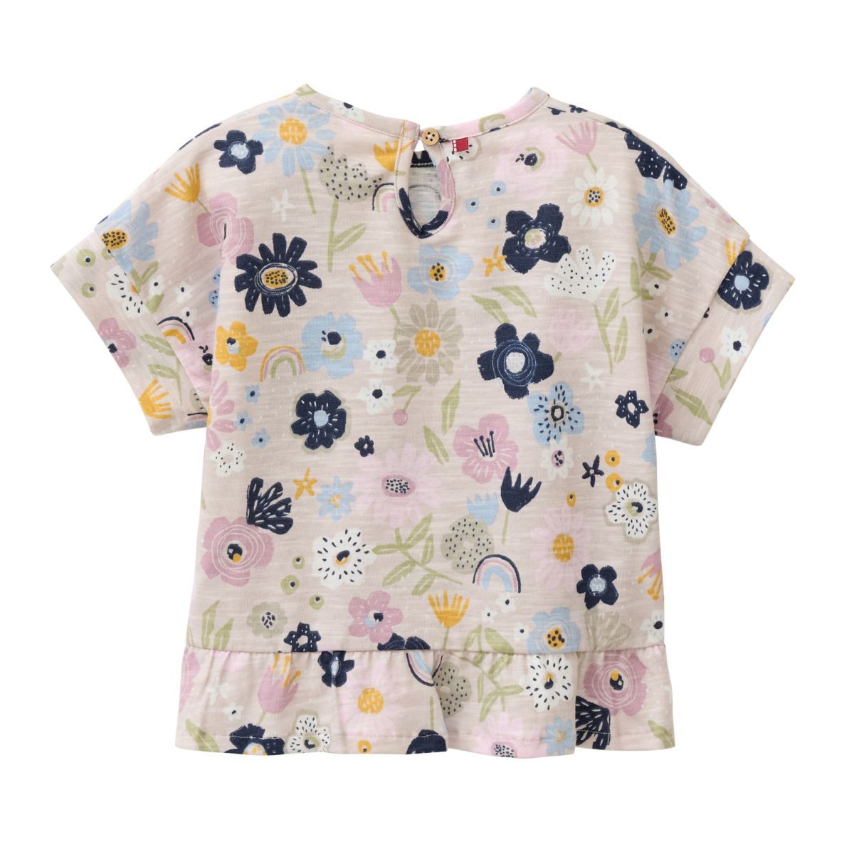 Kurzarm-Shirt Blumen GOTS - 86-92