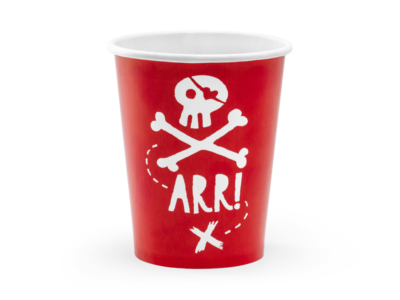 Pappbecher Piraten rot (6 Stk.) - Party Deco