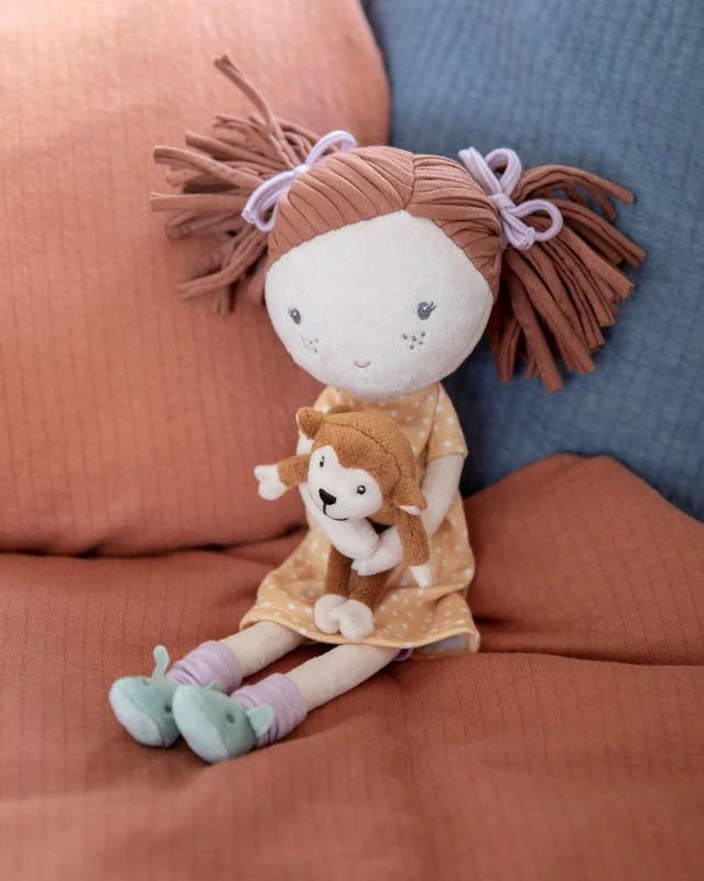 Kuschelpuppe Sophia mit Affe 35cm - Little Dutch