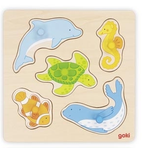 Holz-Greifpuzzle - Steckpuzzle Meerestiere - Goki