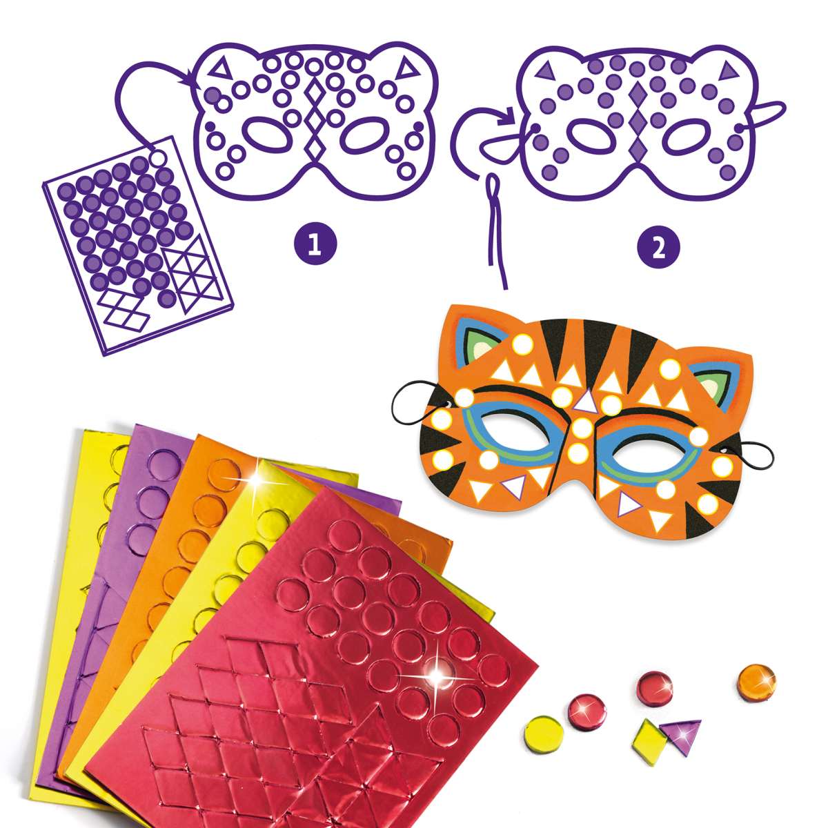 DIY Mosaik-Masken Dschungeltiere - DJECO