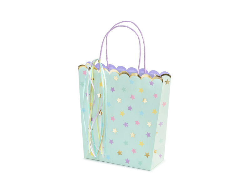 Geschenktüte Sterne mint 23 cm - Party Deco