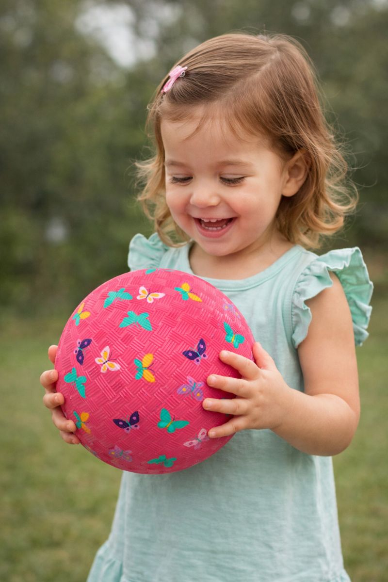 Kinder Spielball Naturkautschuk 18cm Schmetterlinge pink -Little L