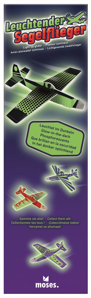 Leuchtender Segelflieger - Styroporflieger Glow in the dark (verschiedene Designs, 1 Stück) - Moses