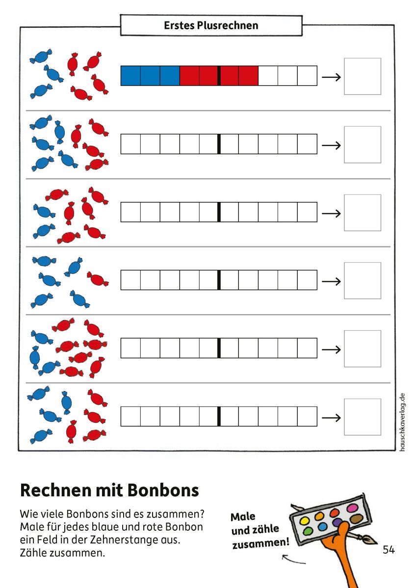 Schulstart-Block – Zahlen schreiben, zählen und rechnen - Hauschka Verlag 6+