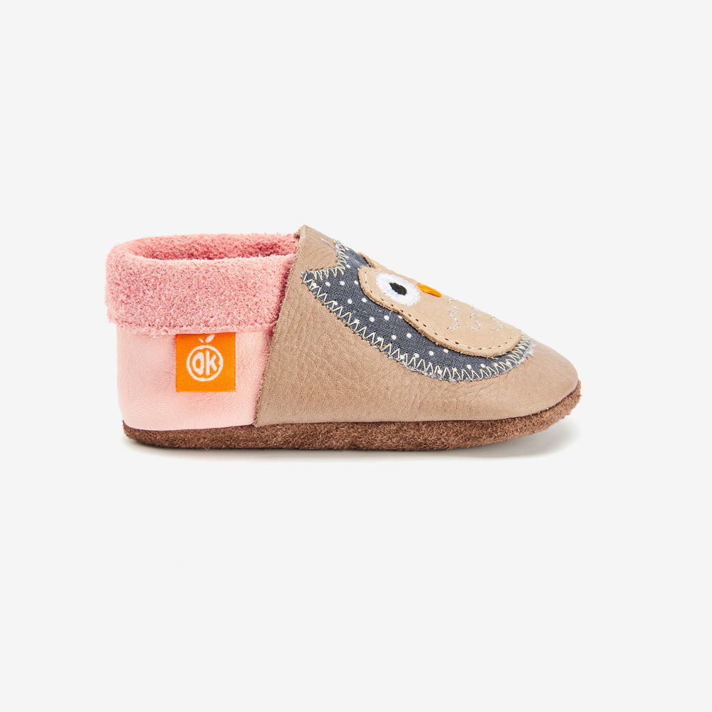Hausschuhe Eule beige Gr. 20-21