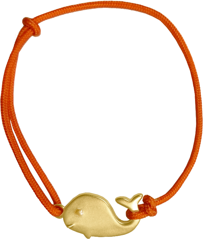 Armband orange mit Walanhänger (vergoldet)
