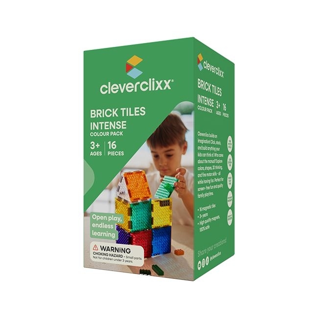 Cleverclixx Brick Tiles Pack Intense Magnetbausteine (16 Teile)