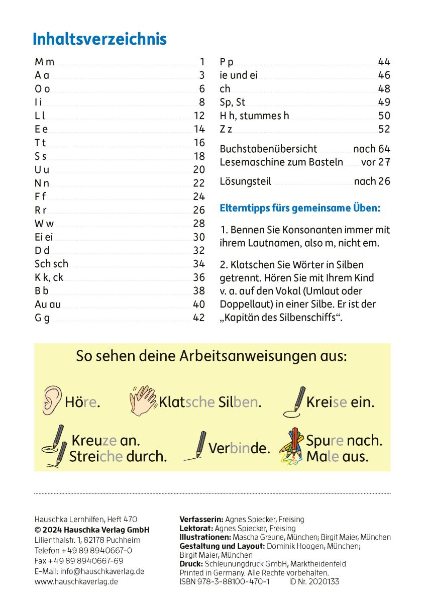 Mein Übungsheft Lesen 1. Klasse: Vom Buchstaben zum Wort - Hauschka Verlag