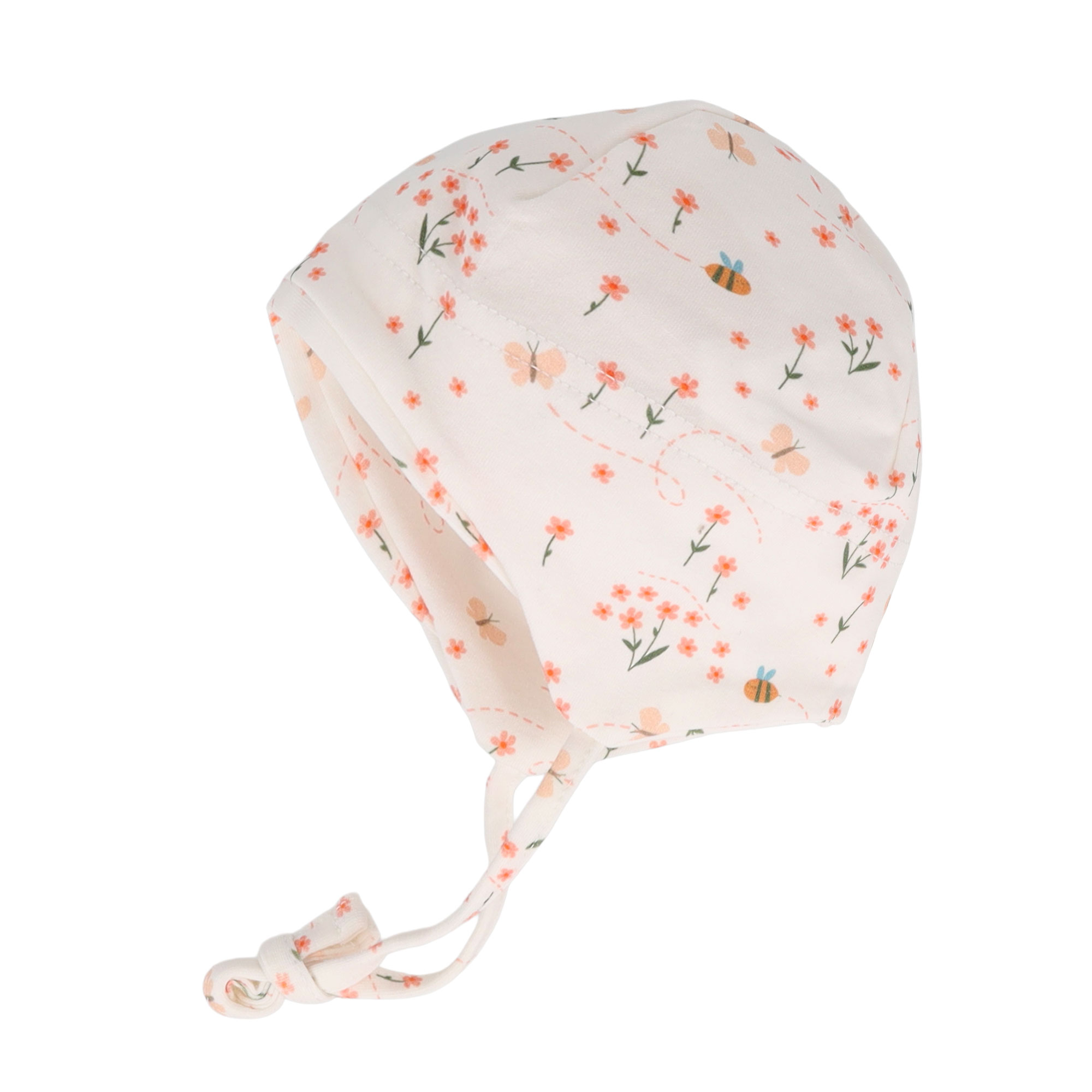 Newborn Mütze weiß Blumen Gr. 35