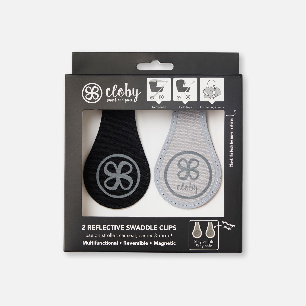 Cloby Magnetclips 2er Pack Canvas Black-Grey