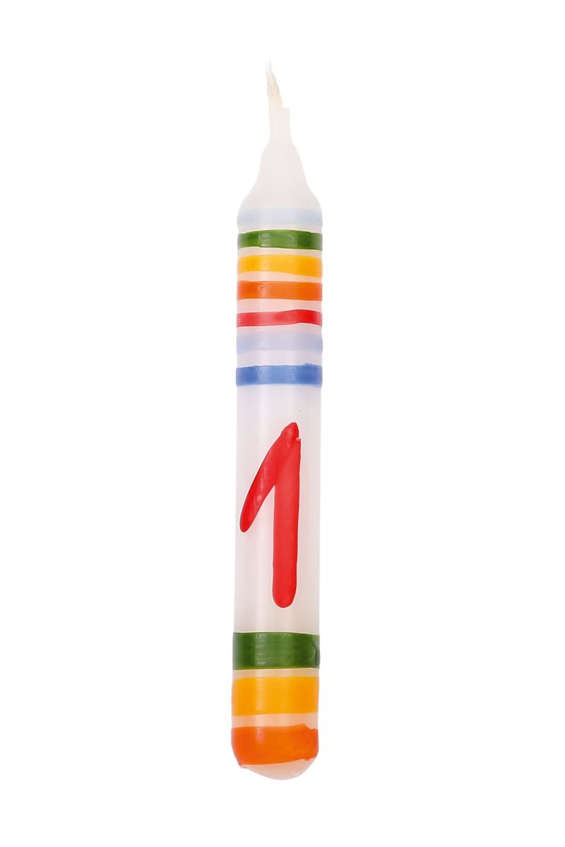 Geburtstagskerze Zahl 1 Ringelbunt (1 Stück) - ahrens
